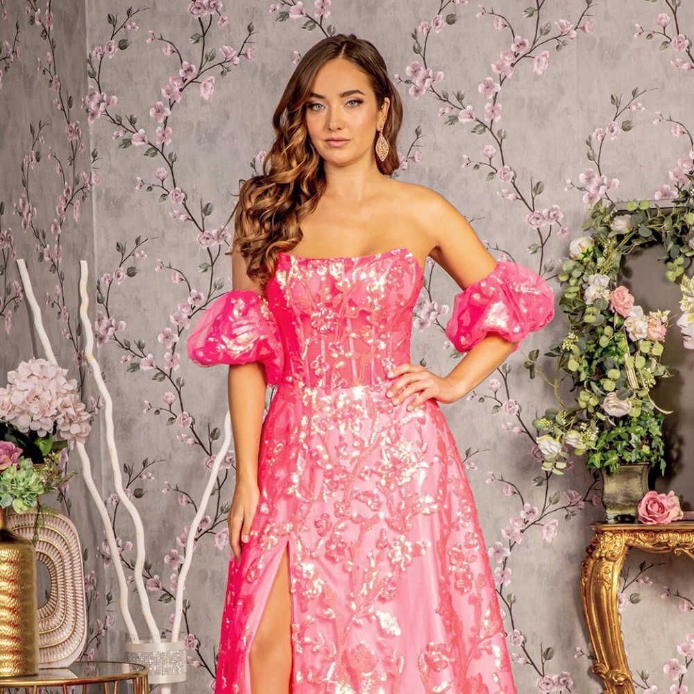 NEW FLOOR LENGTH FORMAL A-LINE STRAPLESS DRESS WITH REMOVABLE SLEEVES GL3311